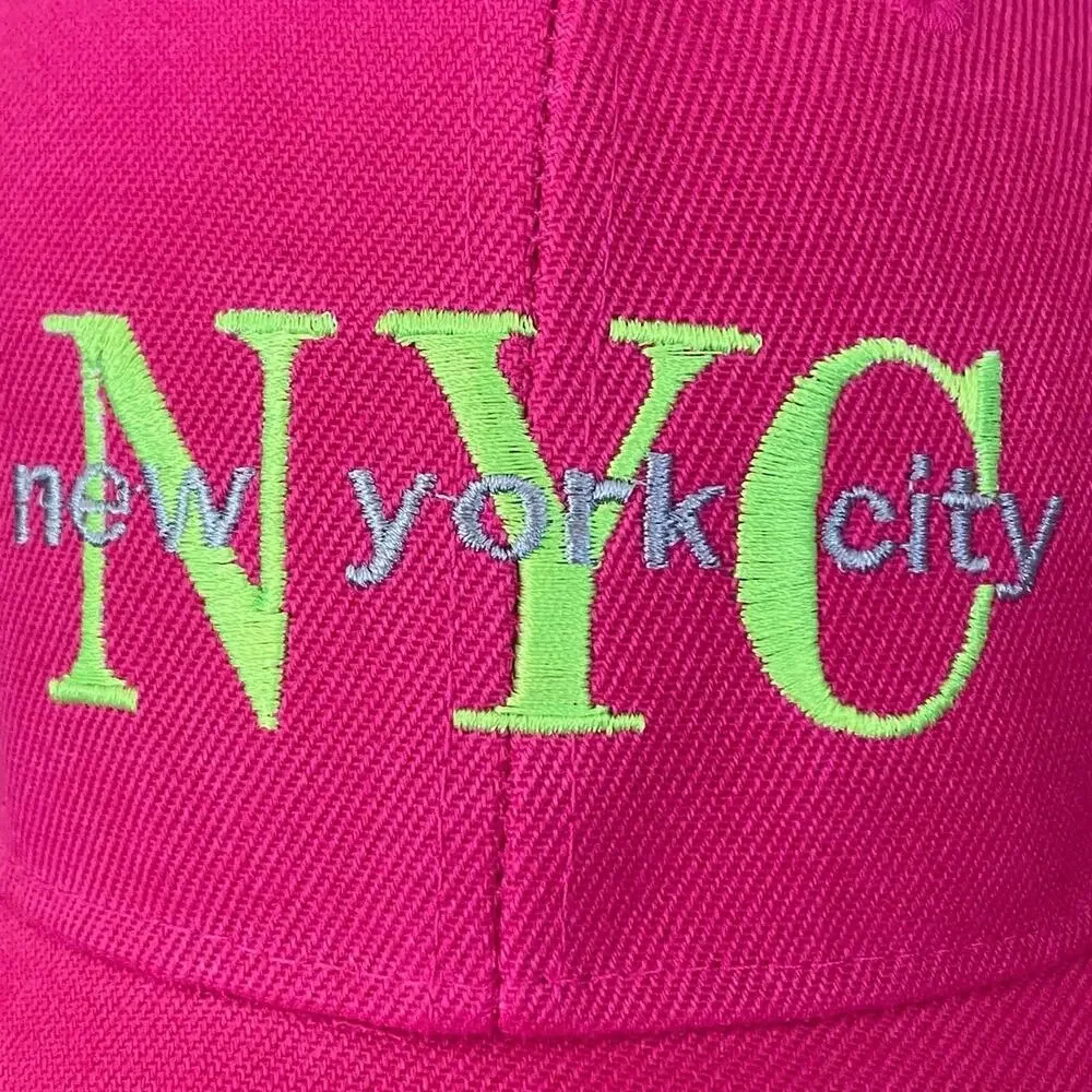 NYC Hot Pink Yellow Girls Adjustable Baseball Cap